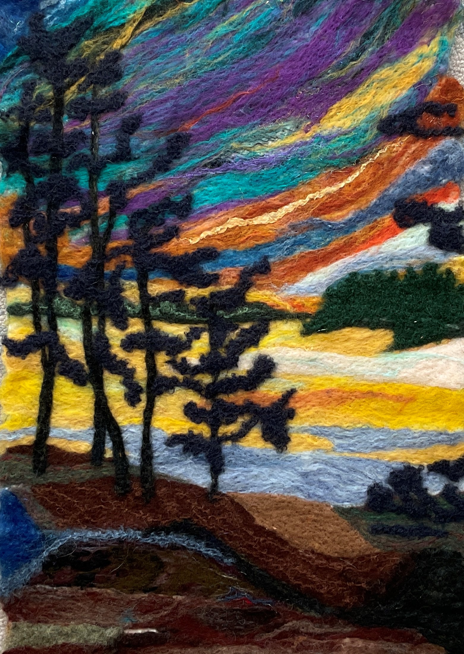 "Five Pines" fiber art by Otter Tail County artist Mary Jo Wentz.