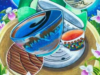 Square cropped version of Desiree Logan's 2024 Empty Bowls promotional artwork