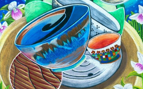 Square cropped version of Desiree Logan's 2024 Empty Bowls promotional artwork