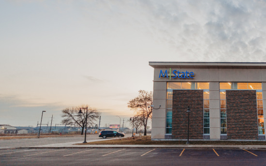 Photo of the exterior of M State in the evening