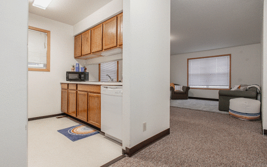 kitchen and living room